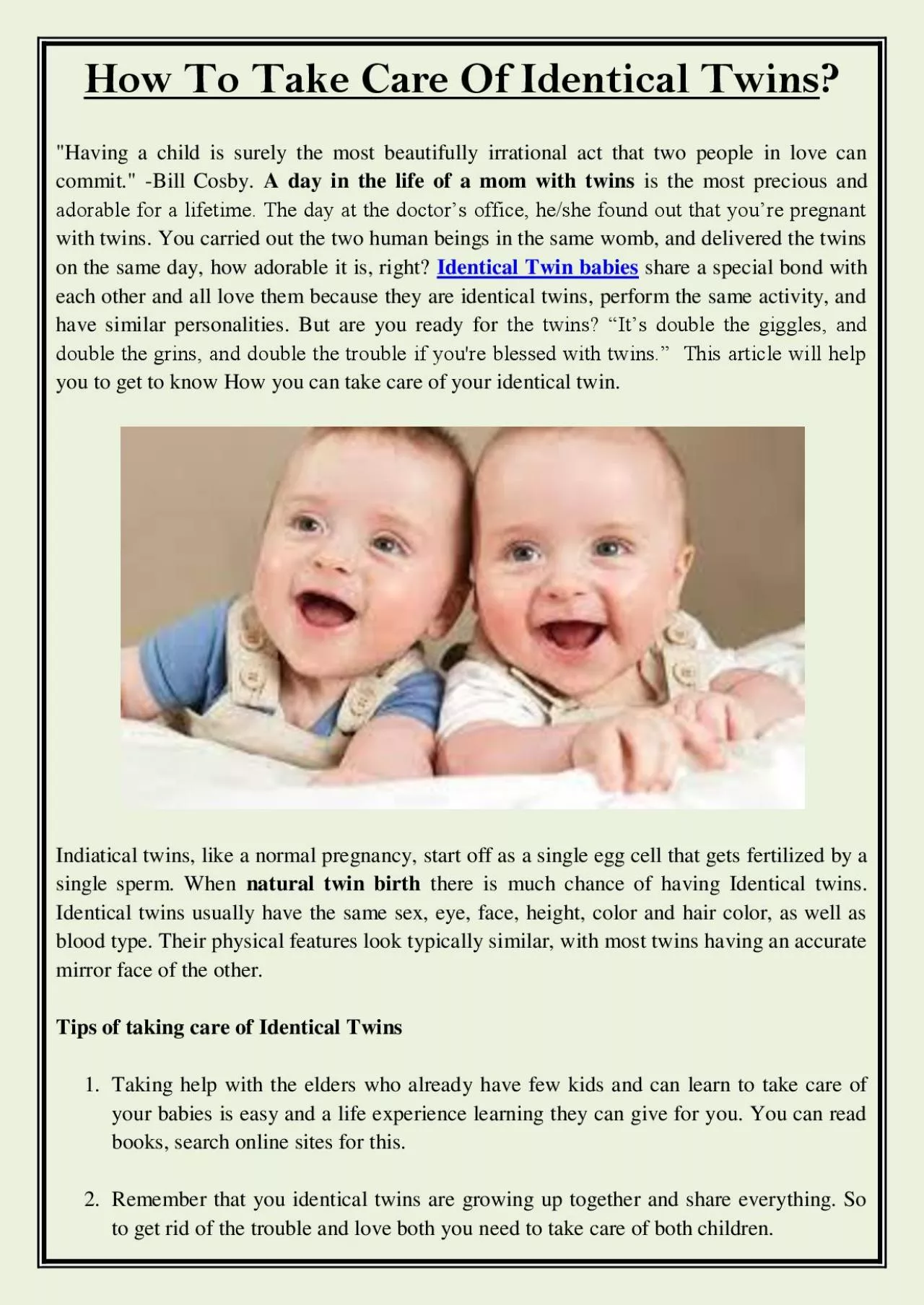 PDF-How To Take Care Of Identical Twins?