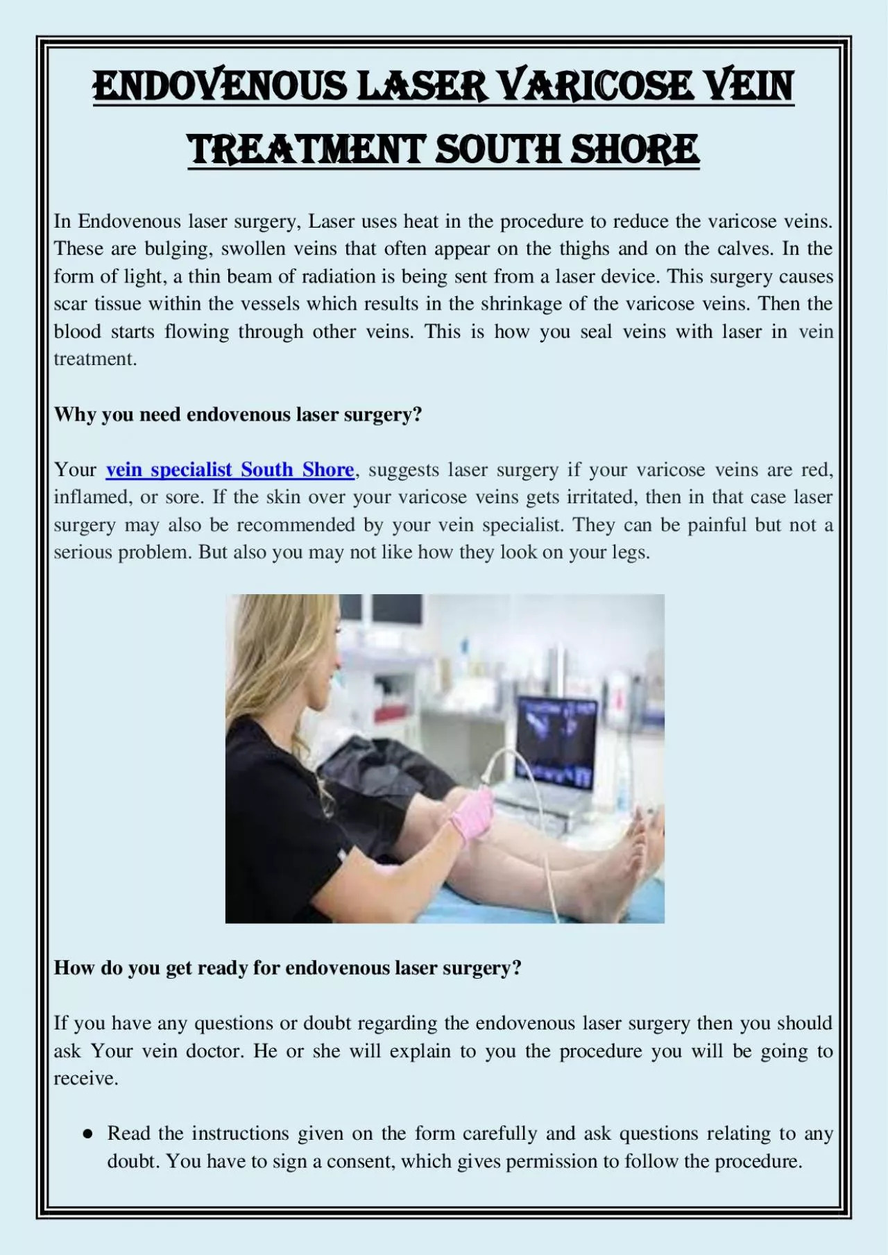 PDF-Endovenous Laser Varicose vein treatment south shore