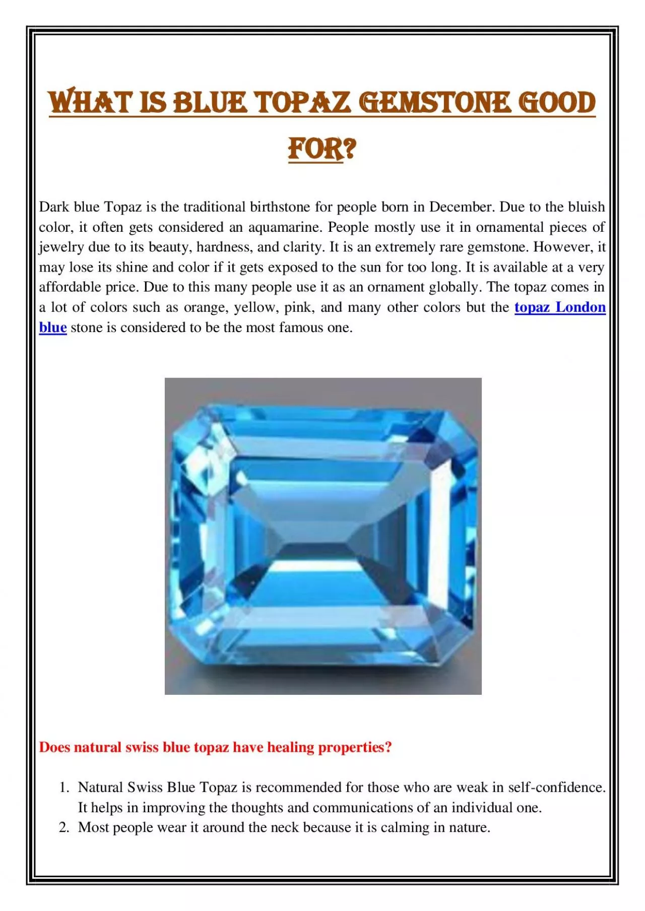 PDF-What is blue topaz gemstone good for?