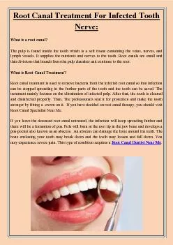 Root Canal Treatment For Infected Tooth Nerve: