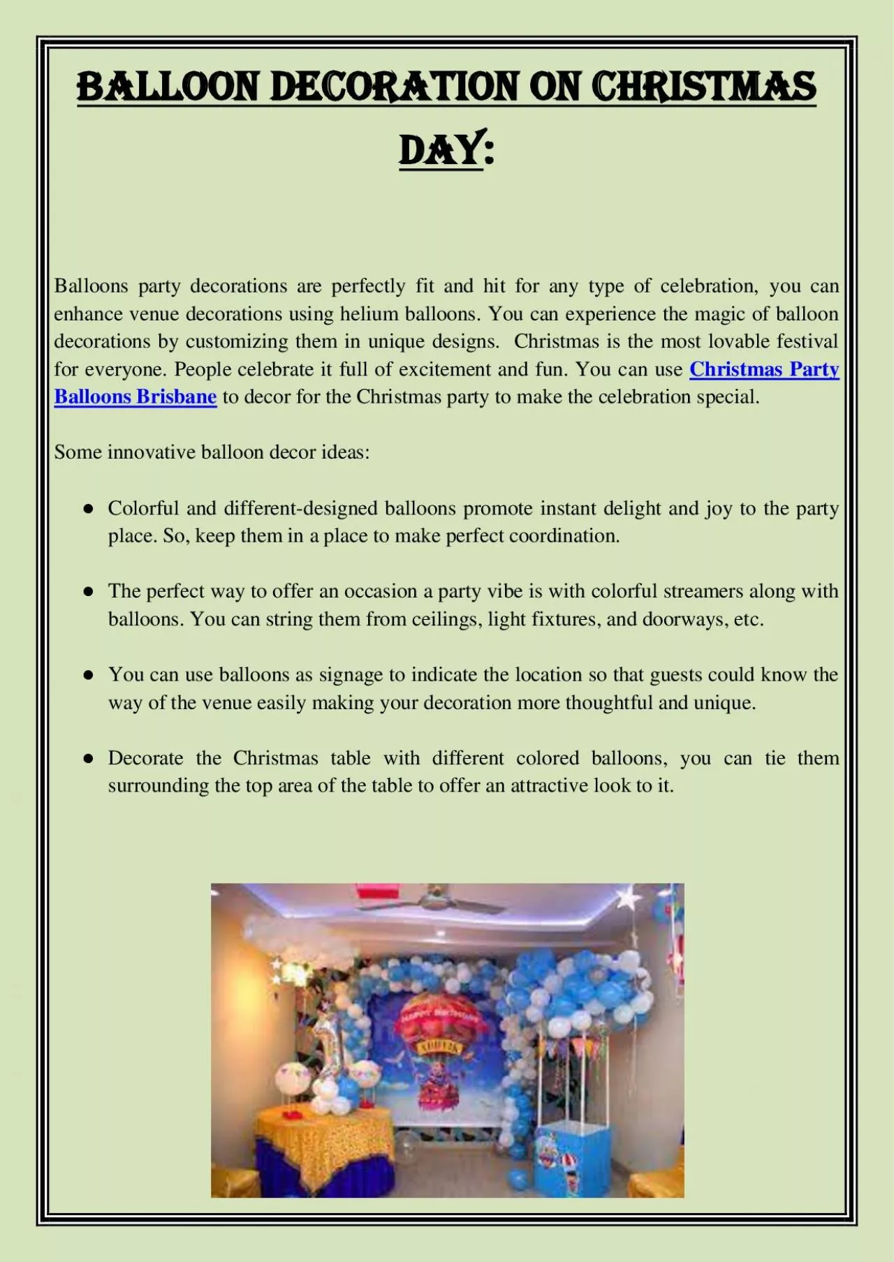 PDF-Balloon Decoration On Christmas Day: