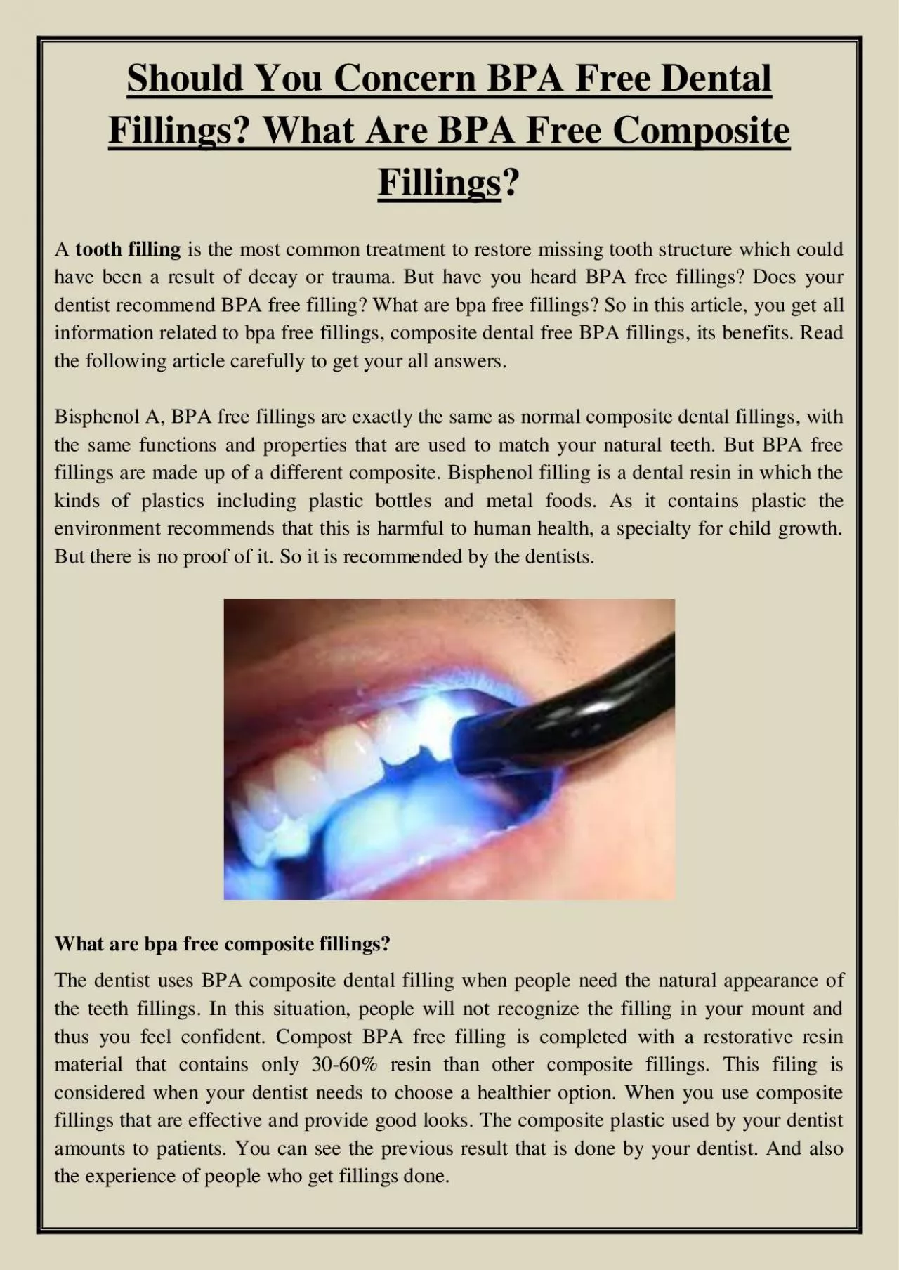 PDF-Should You Concern BPA Free Dental Fillings? What Are BPA Free Composite Fillings?