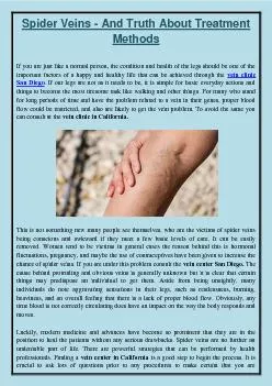 Spider Veins - And Truth About Treatment Methods