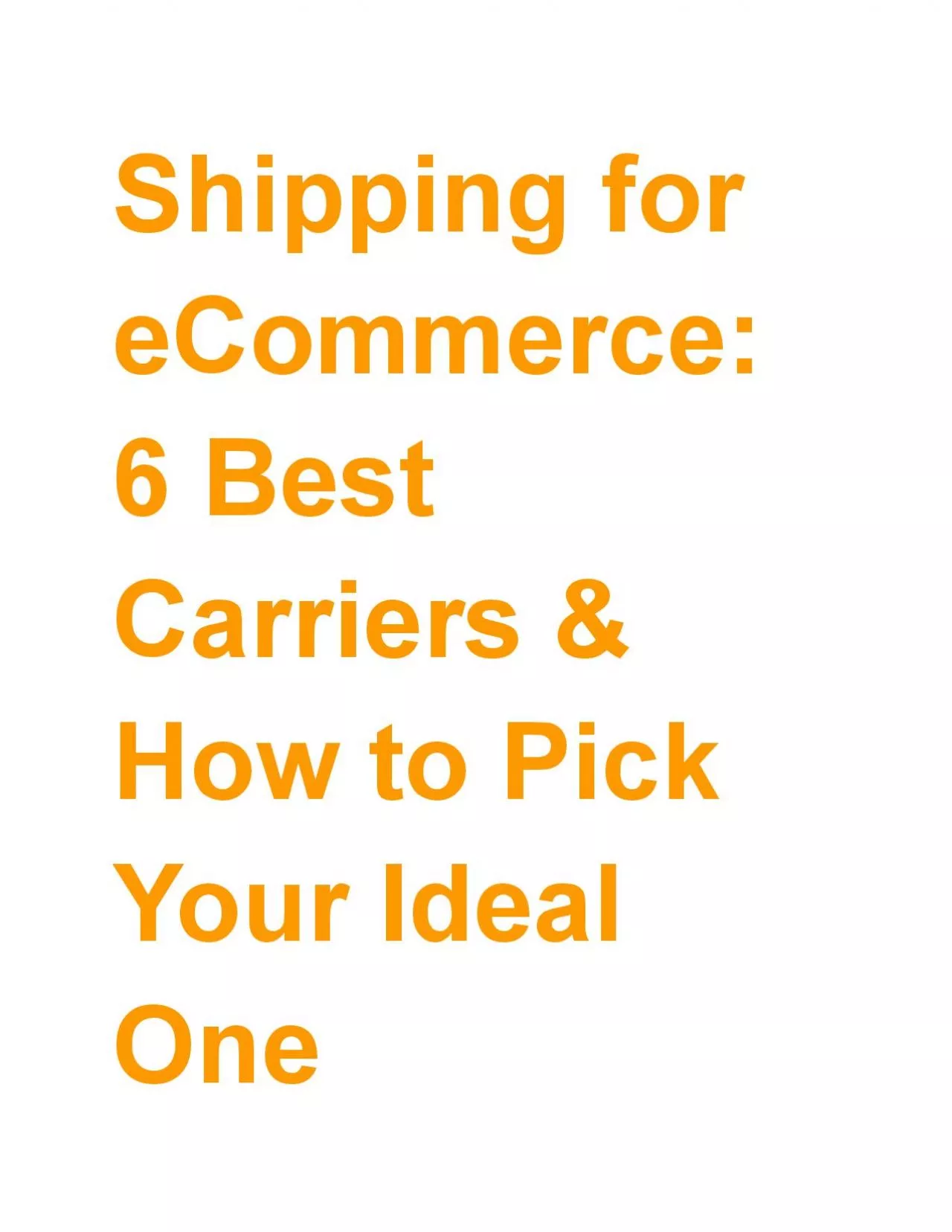 PDF-Shipping for eCommerce: 6 Best Carriers & How to Pick Your Ideal One