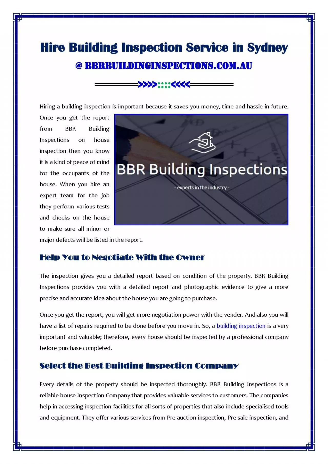 PDF-Hire Building Inspection Service In Sydney