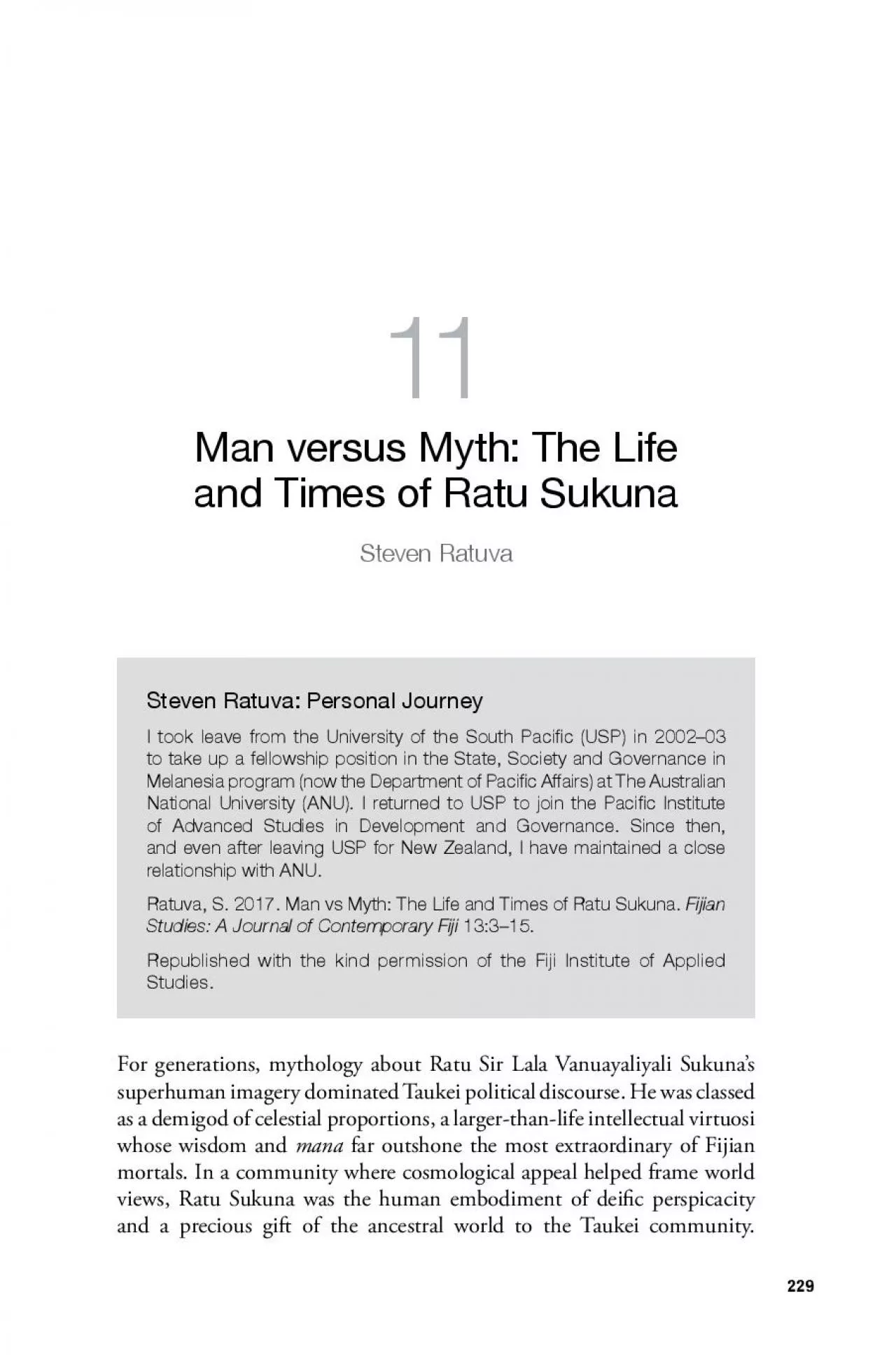 PDF-Man versus Myth The Life andTimes of Ratu SukunaSteven Ratuva