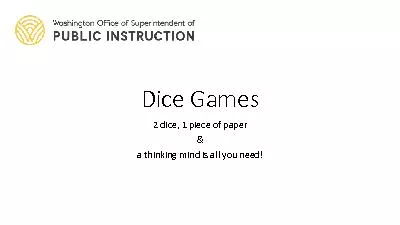 Dice Games 2 dice 1 piece of paper a thinking mind is all you need