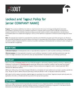 Lockout and Tagout