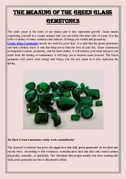 The Meaning of the Green Glass Gemstones