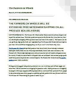 THE FARMERS ON WHEELS WILL BE EXTENDING FREE NATIONWIDE SHIPPING ON ALL PRODUCE BOX DELIVERIES