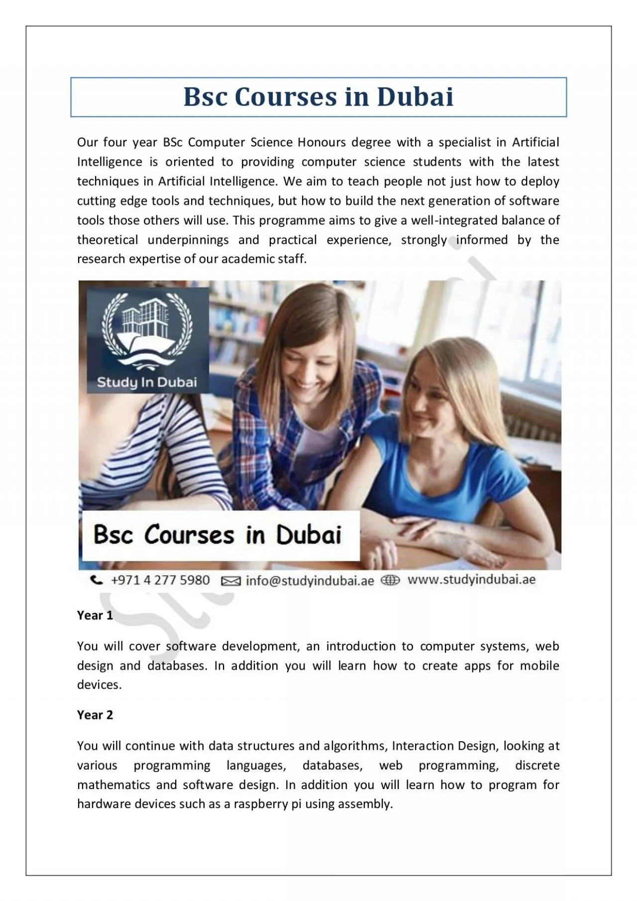 PDF-Bsc Courses in Dubai