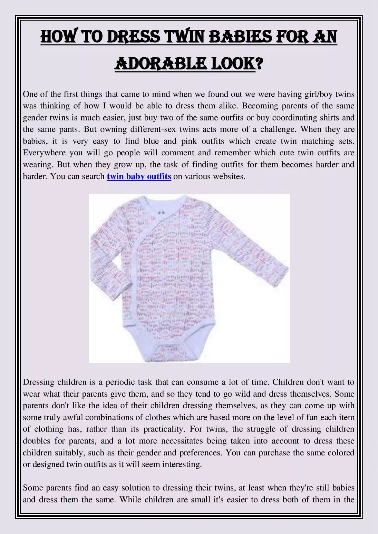 PDF-How to Dress Twin Babies For An Adorable Look?