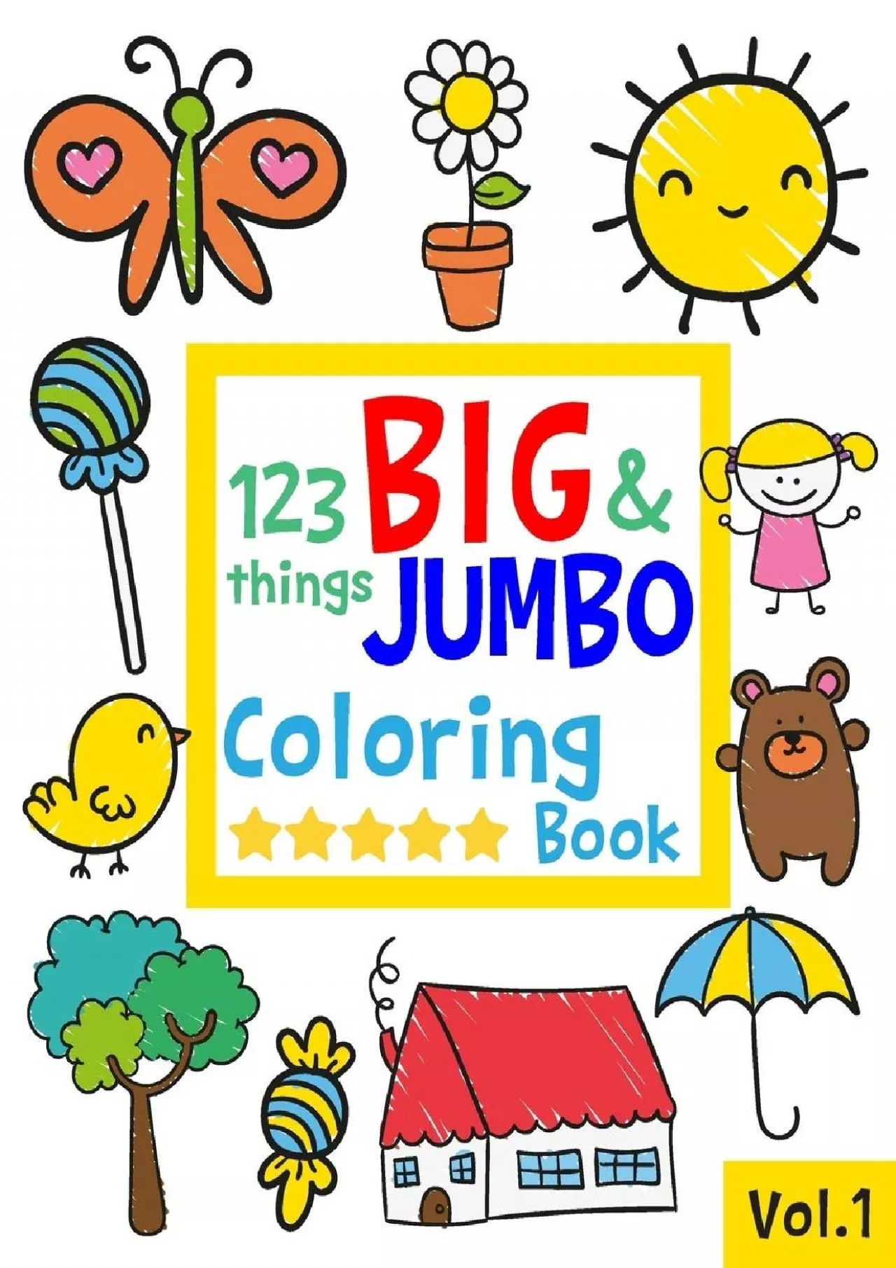 PDF-123 things BIG JUMBO Coloring Book 123 Coloring Pages Easy LARGE GIANT Simple