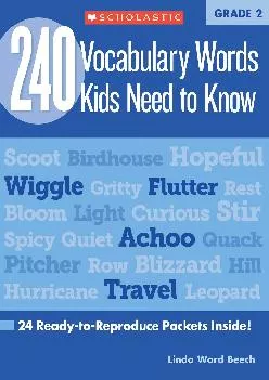240 Vocabulary Words Kids Need to Know Grade 2 24 Ready to Reproduce Packets
