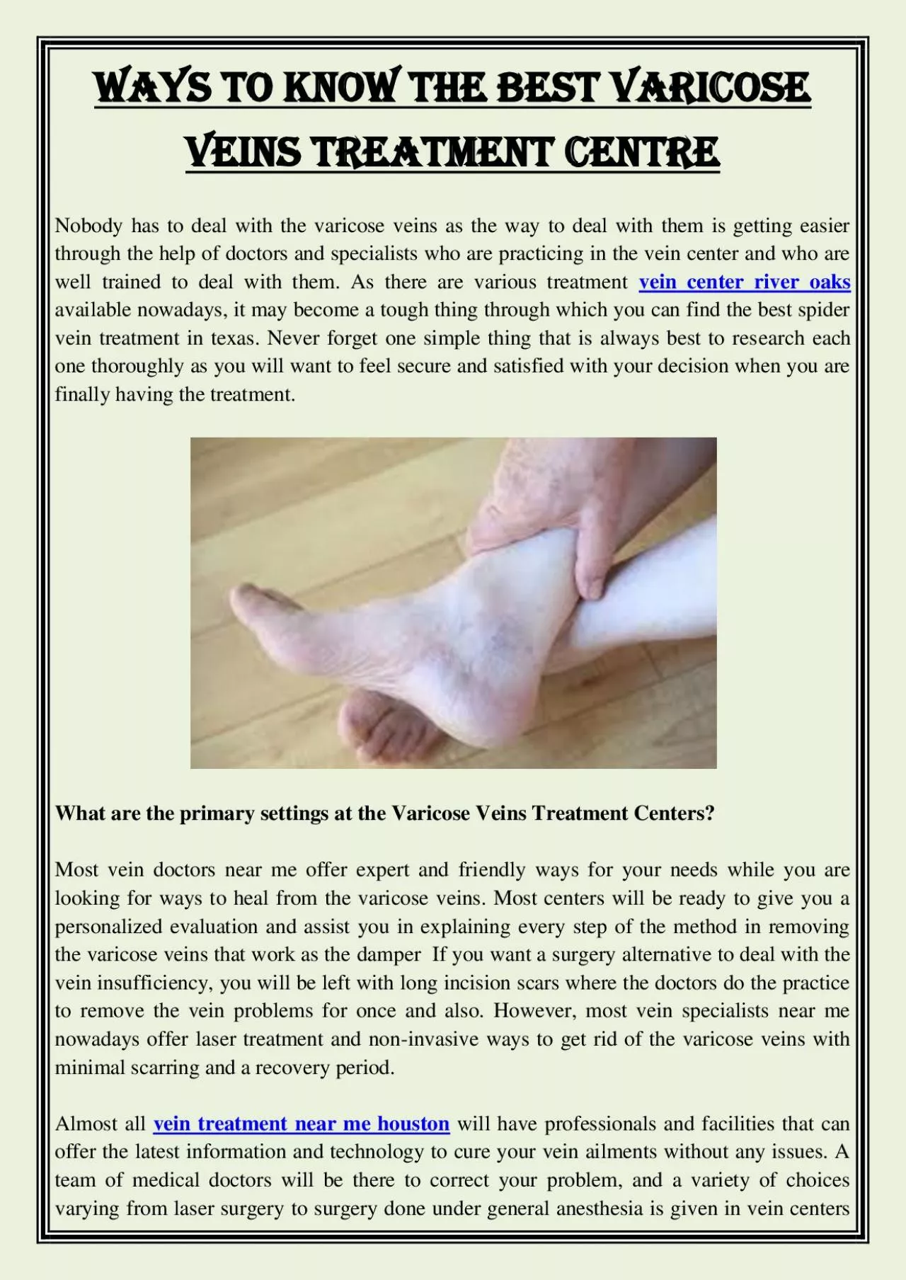 PDF-Ways To Know The Best Varicose Veins Treatment Centre