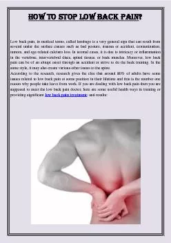 How To Stop Low Back Pain?