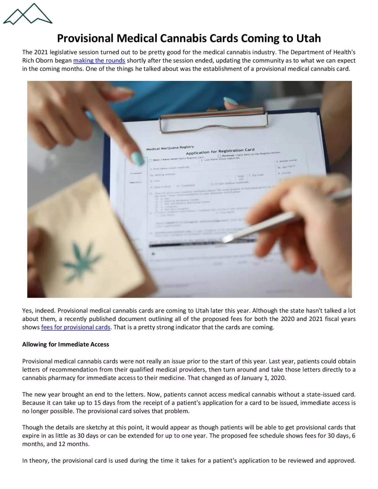 PDF-Provisional Medical Cannabis Cards Coming to Utah