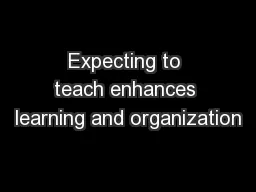Expecting to teach enhances learning and organization