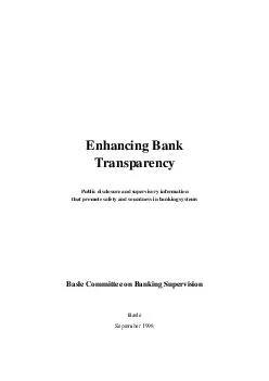Enhancing Bank Transparency Public disclosure and supe