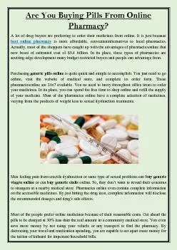 Are You Buying Pills From Online Pharmacy?