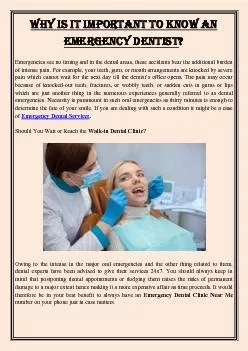 WHY IS IT IMPORTANT TO KNOW AN EMERGENCY DENTIST?