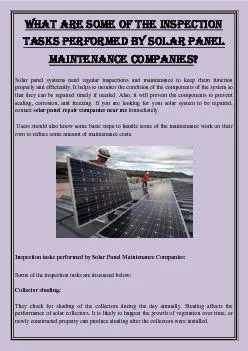 What are some of the inspection tasks performed by solar panel maintenance companies?