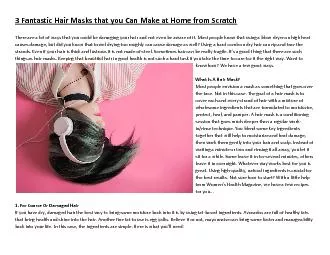 3 Fantastic Hair Masks that you Can Make at Home from Scratch