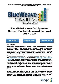The Global Nurse Call Systems Market- Market Share and Forecast 2017-2027
