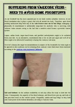 Suffering From Varicose Veins - Need to Avoid Some Foodstuffs