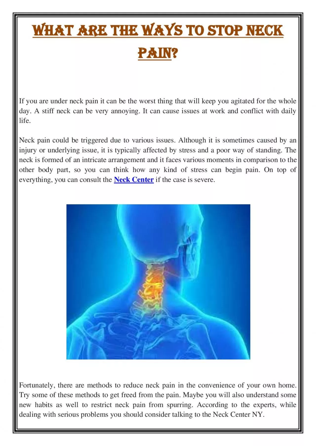 PDF-What are the ways to stop neck pain?