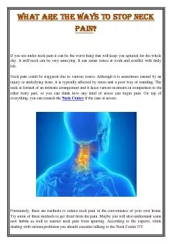 What are the ways to stop neck pain?