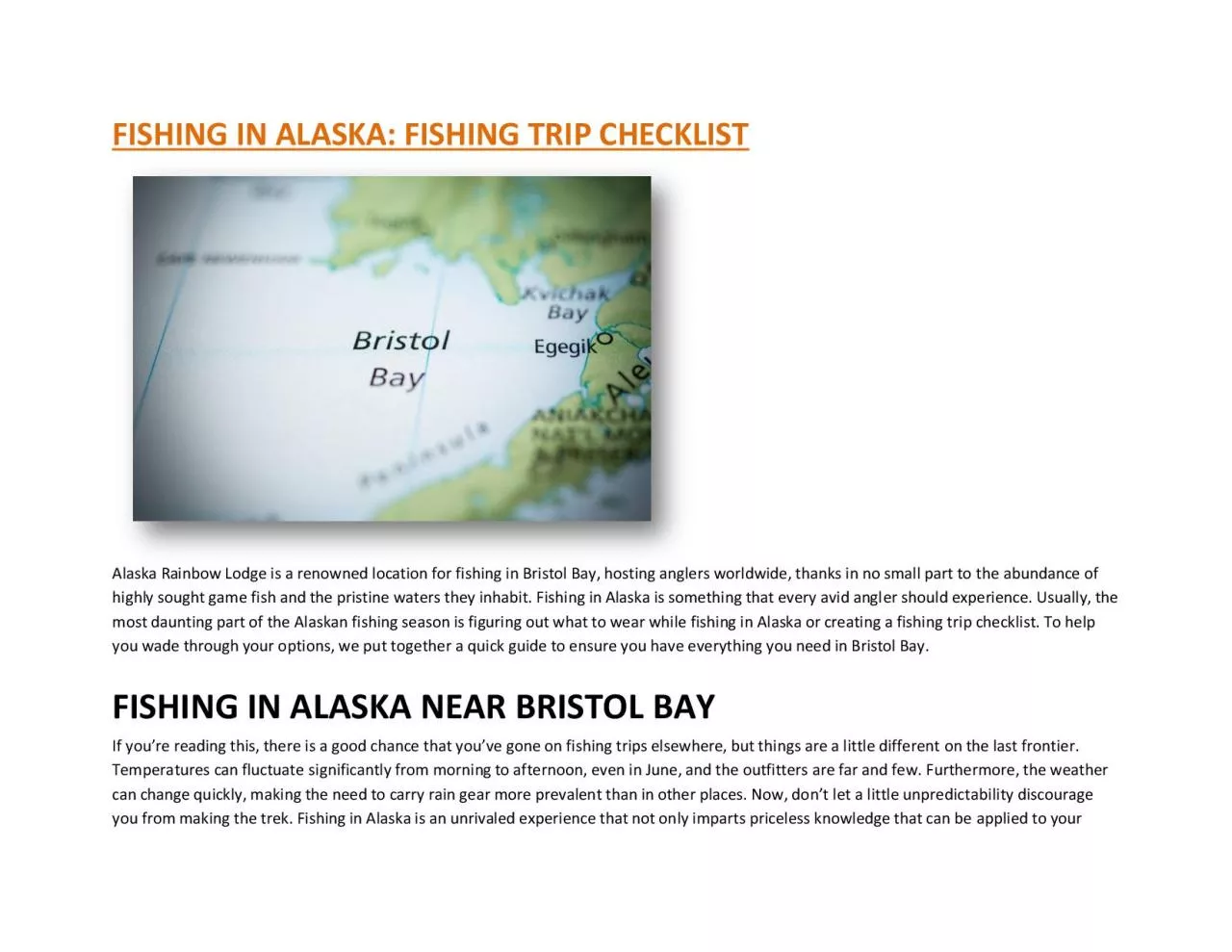 PDF-FISHING IN ALASKA: FISHING TRIP CHECKLIST