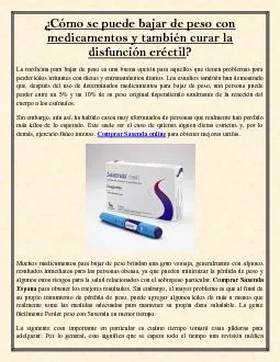 ¿Cómo se puede bajar de peso con medicamentos y también curar la disfunción eréctil?