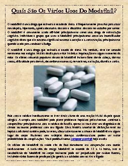 Quais São Os Vários Usos Do Modafinil?