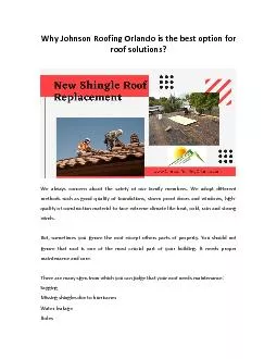 Why Johnson Roofing Orlando is the best option for roof solutions?