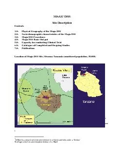 MAGU DSS  Site Description Contents Physical Geography of the Magu DSS