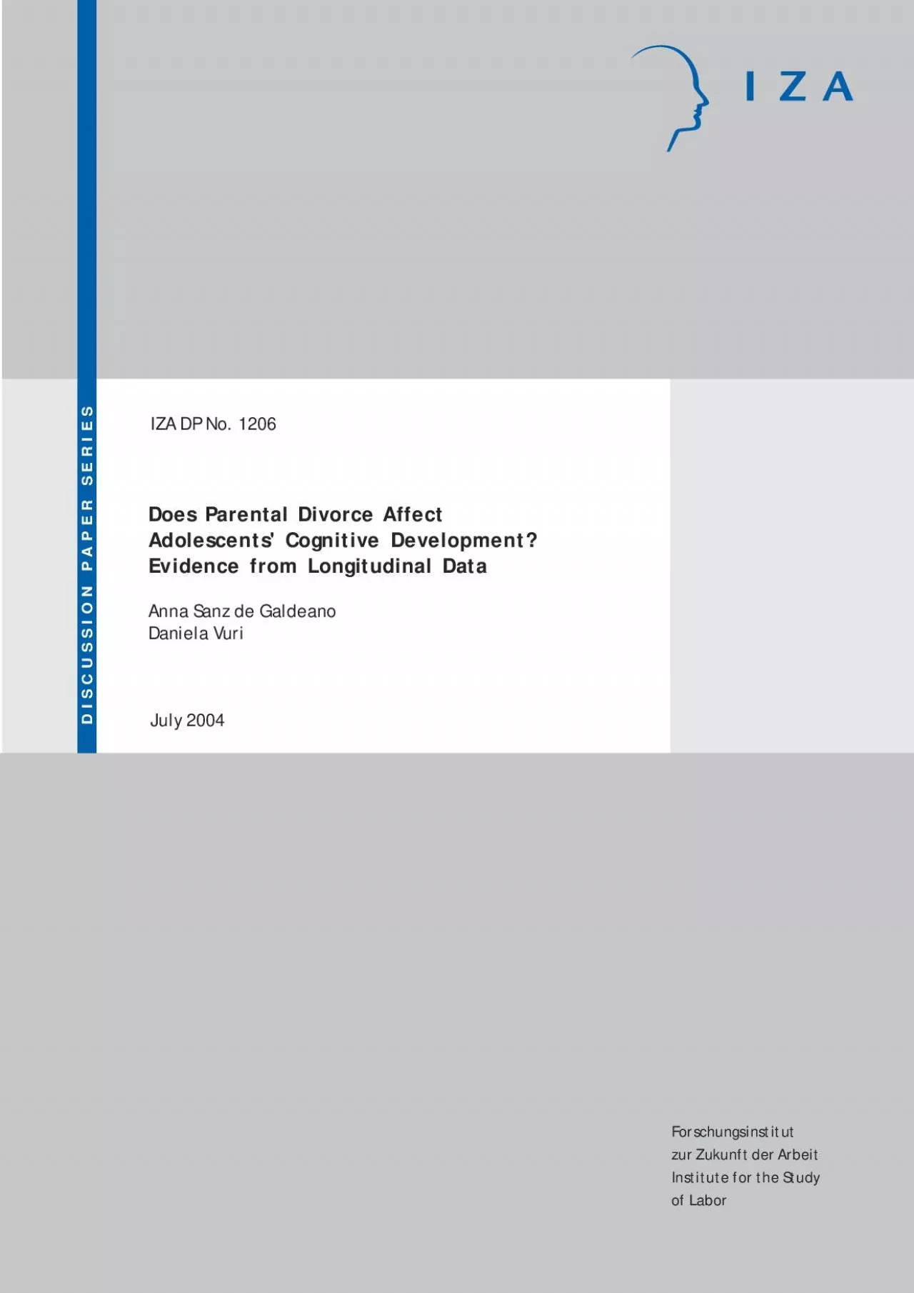 PDF-Does Parental Divorce Affect Adolescents Cognitive Development Evide