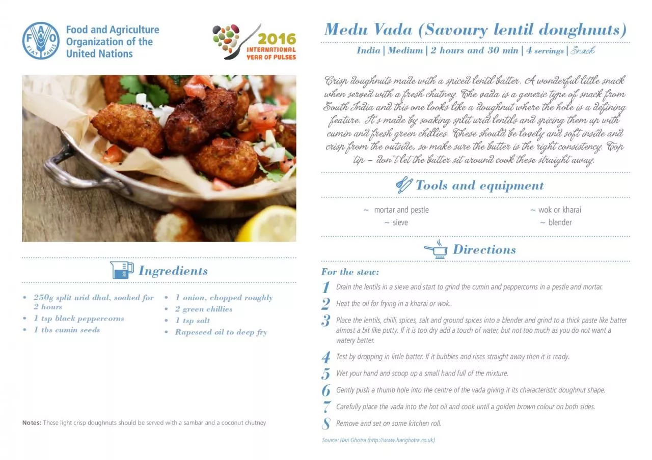 PDF-Medu Vada Savoury lentil doughnutsSnackwok or kharai