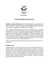 Press Release Steadfast Capital enlarges its team Fran