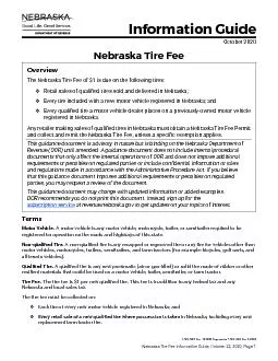 Nebraska Tire Fee Information Guide October 22 2020 Page 1