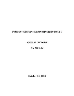 PROVOSTS INITIATIVE ON MINORITY ISSUESANNUAL REPORTAY 200304