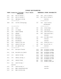COURSE EQUIVALENCIESUOFA Community College  Fort Smith      ARKANSAS