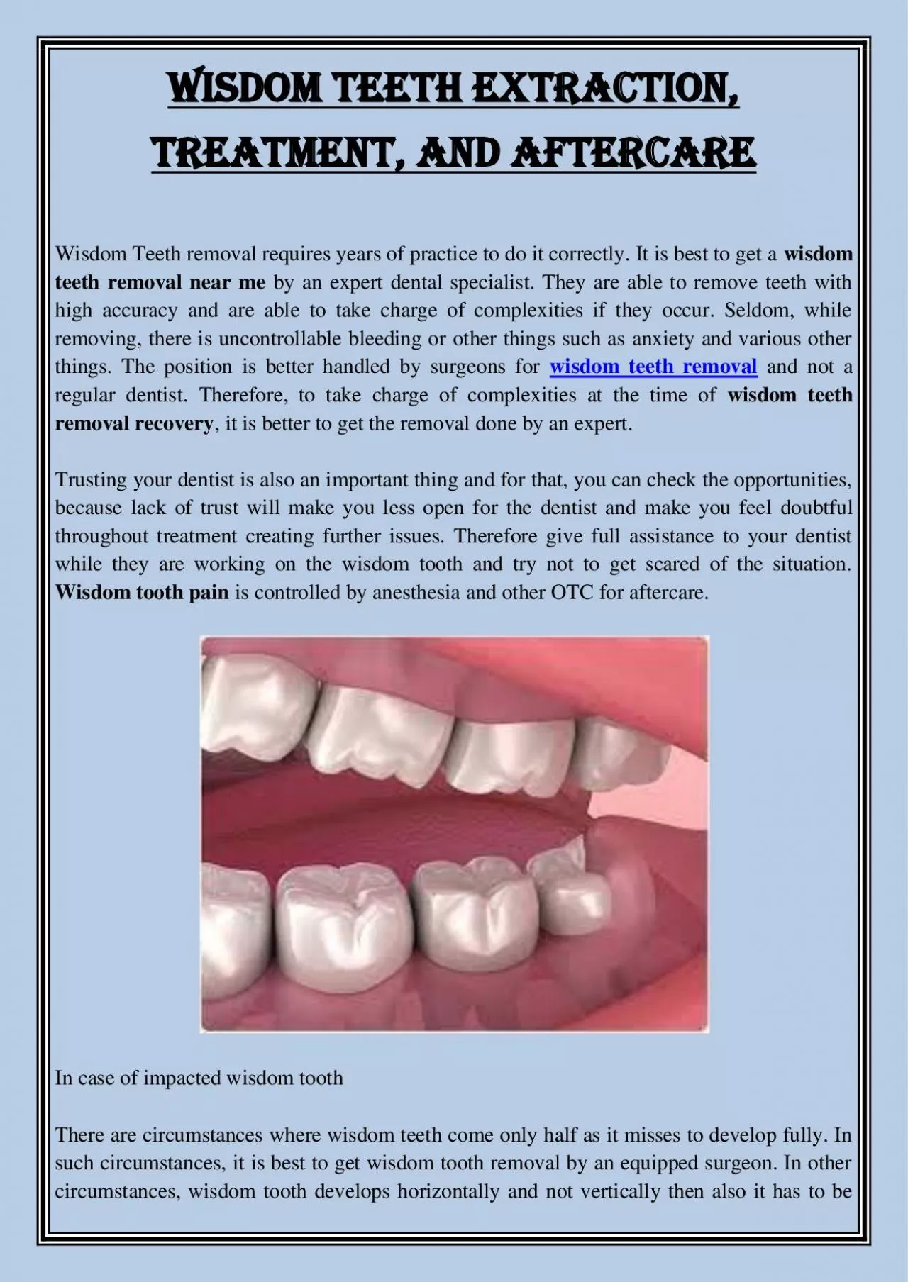 PDF-Wisdom Teeth Extraction, Treatment, and Aftercare