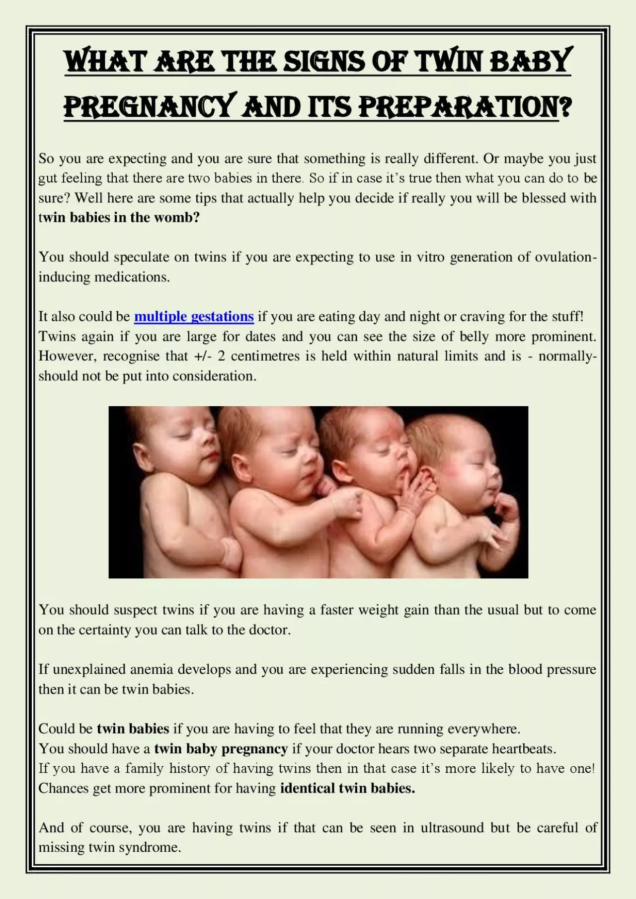 PDF-WHAT ARE THE SIGNS OF TWIN BABY PREGNANCY AND ITS PREPARATION?