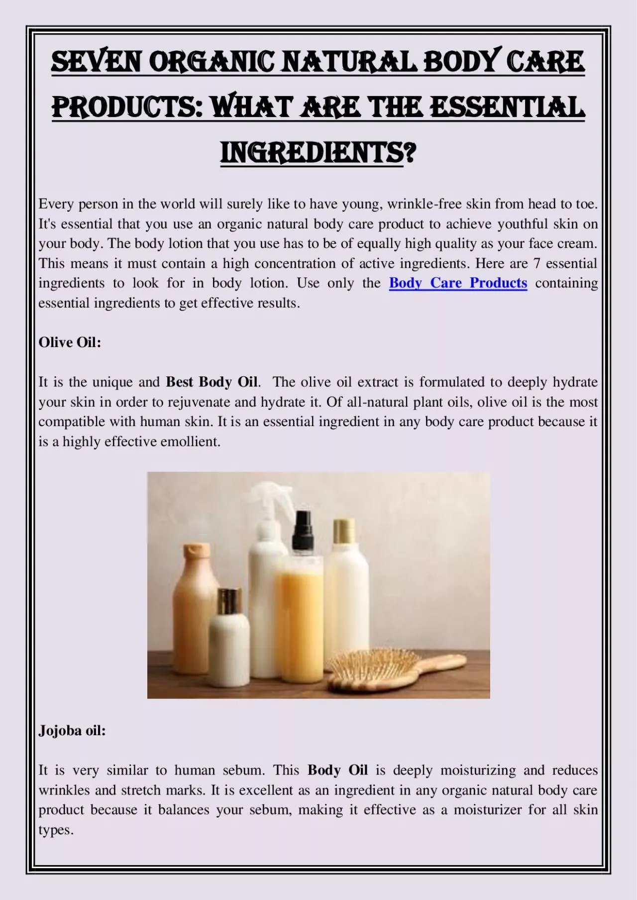 PDF-Seven Organic Natural Body Care Products: What are the essential ingredients?