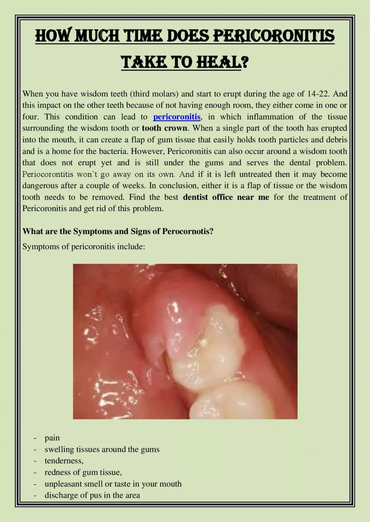 PDF-How much time does Pericoronitis take to Heal?