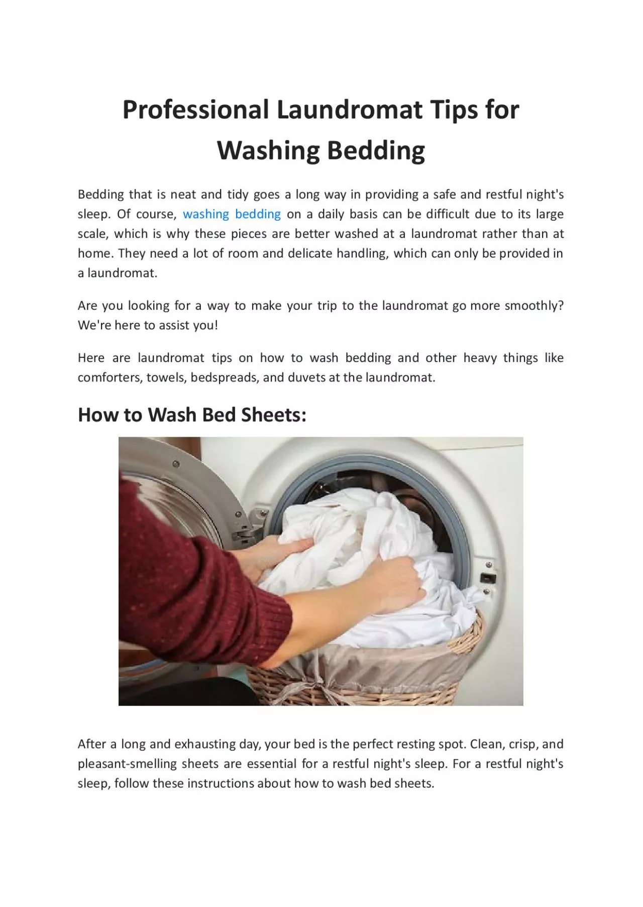 PDF-Professional Laundromat Tips for Washing Bedding - Prime Laundry