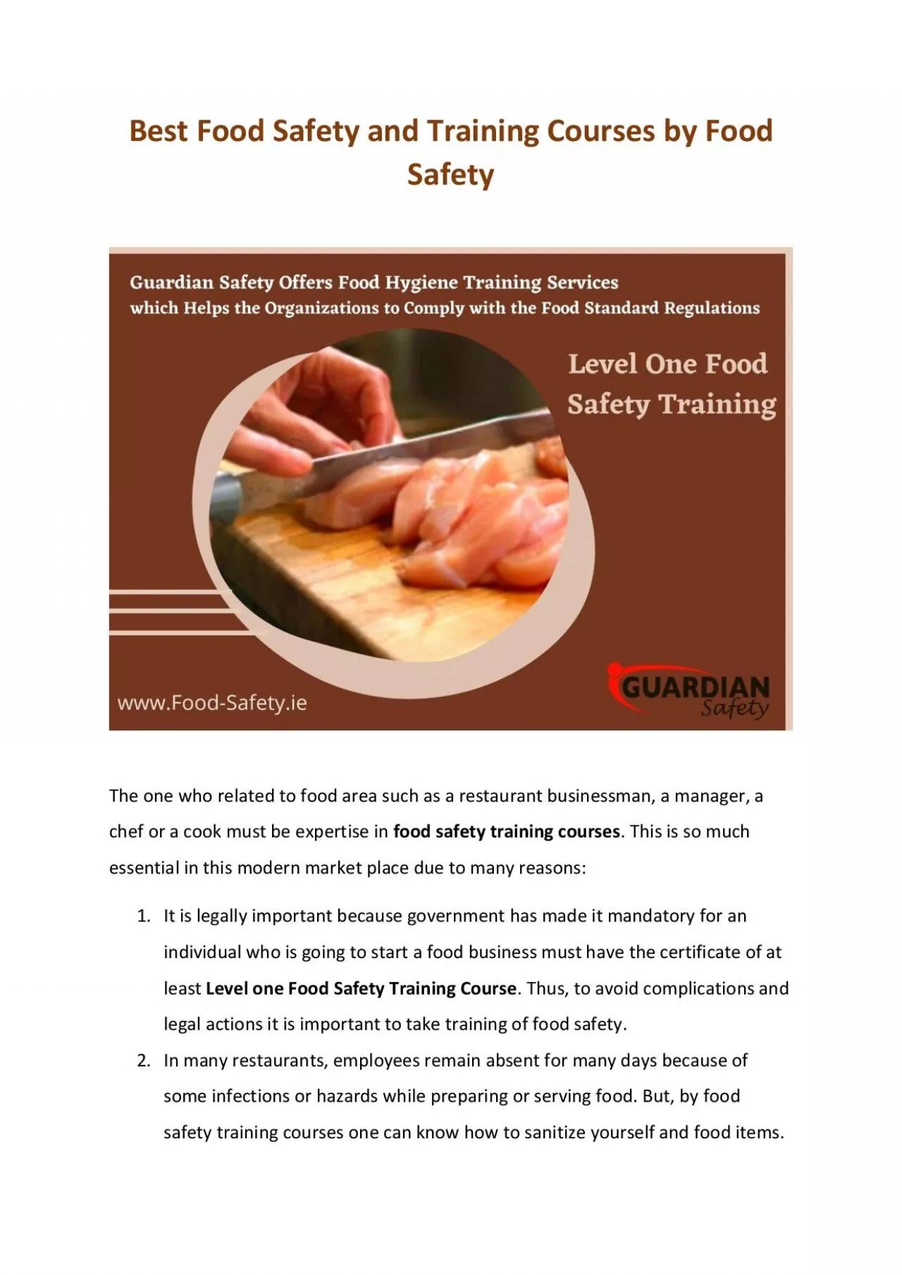 PDF-Best Food Safety and Training Courses by Food Safety