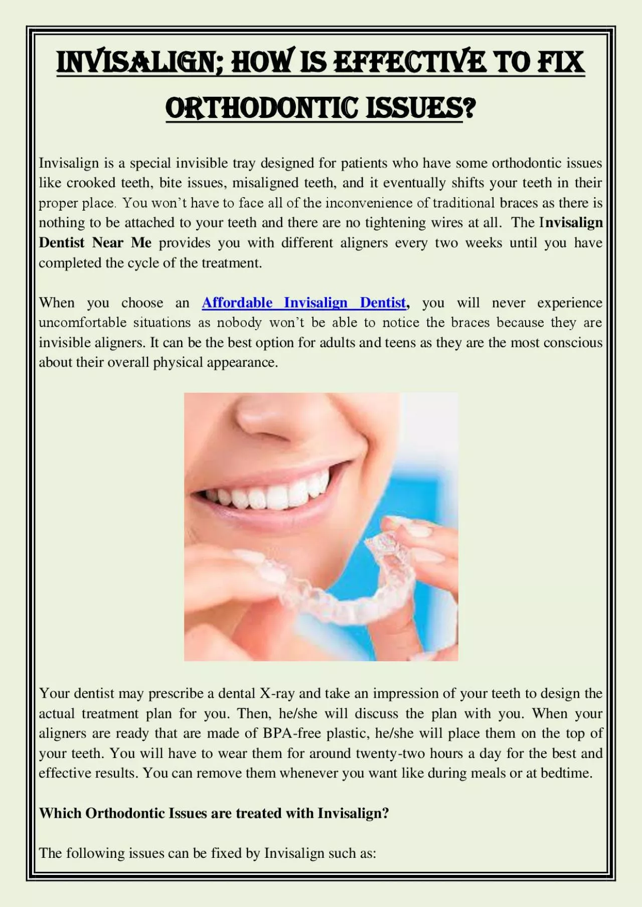 PDF-Invisalign; How is Effective To Fix Orthodontic Issues?