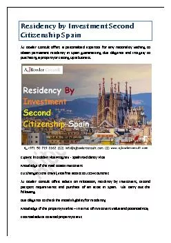 Residency by Investment Second Citizenship Spain